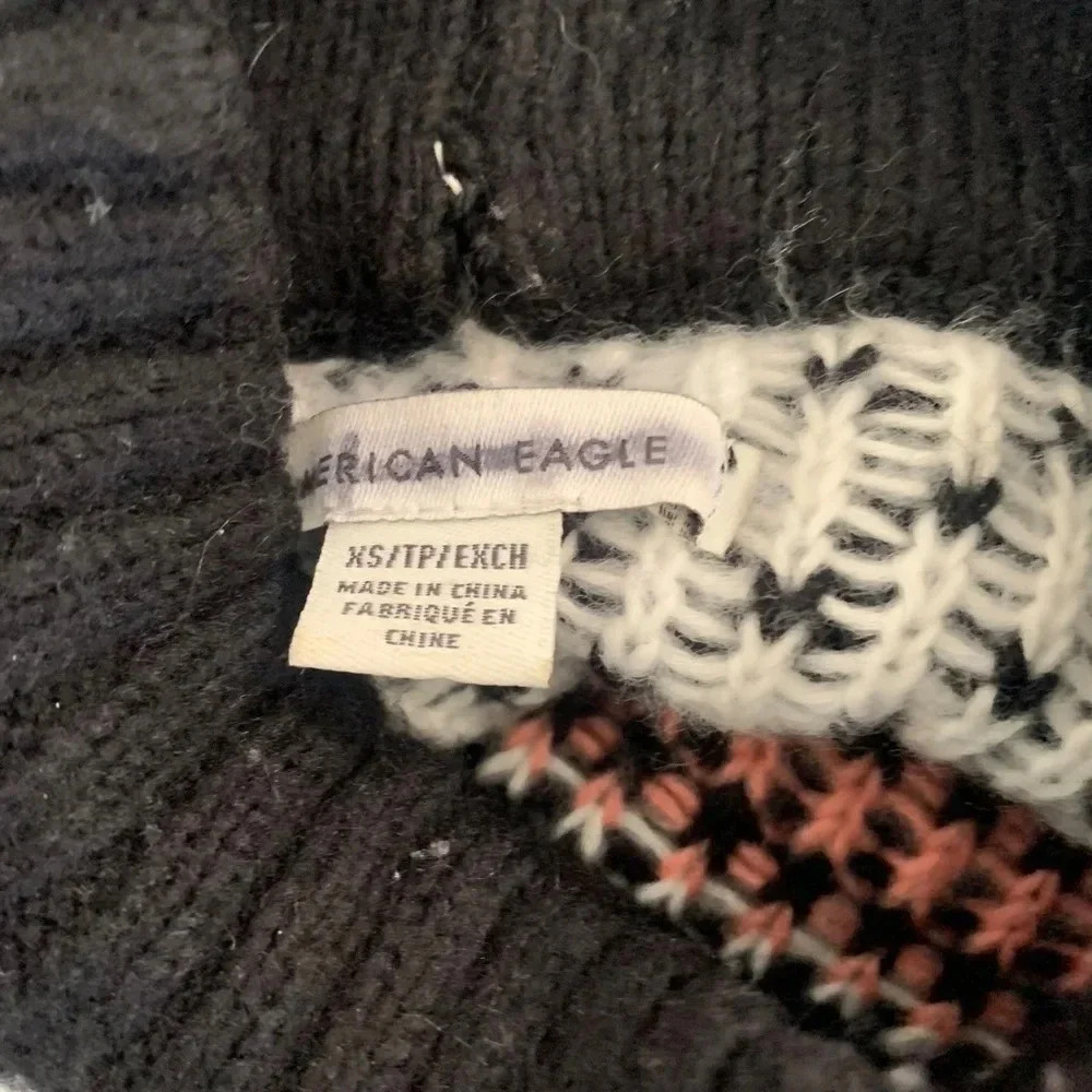 AMERICAN Eagle Rainbow Nordic Fair Isle Balloon Sleeve Sweater Women’s XS - Picture 4 of 5